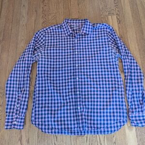J CREW Slim Fit Shirt Mens Gingham Button Down Check L/S Blue Gray 100 Cotton XL